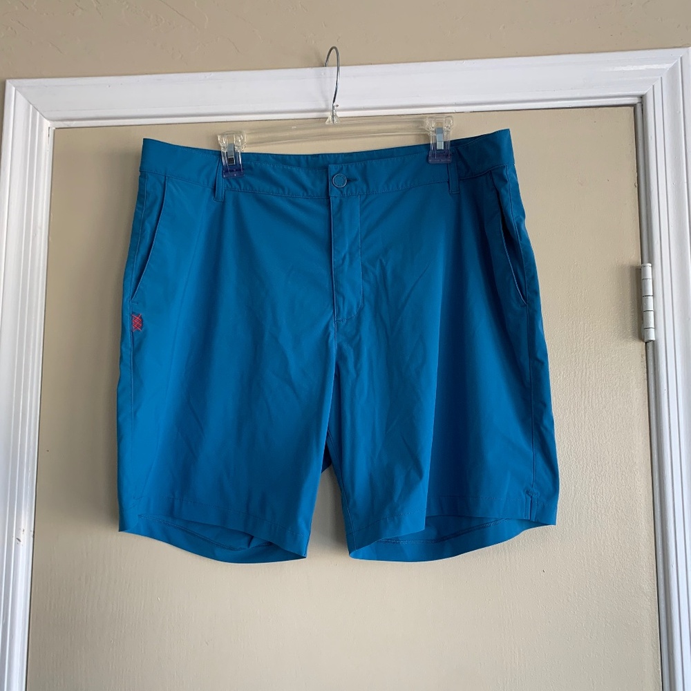 Rhone Eppure Si Muove Aqua Teal Shorts 38 Performance Golf Sports  Resort Wear